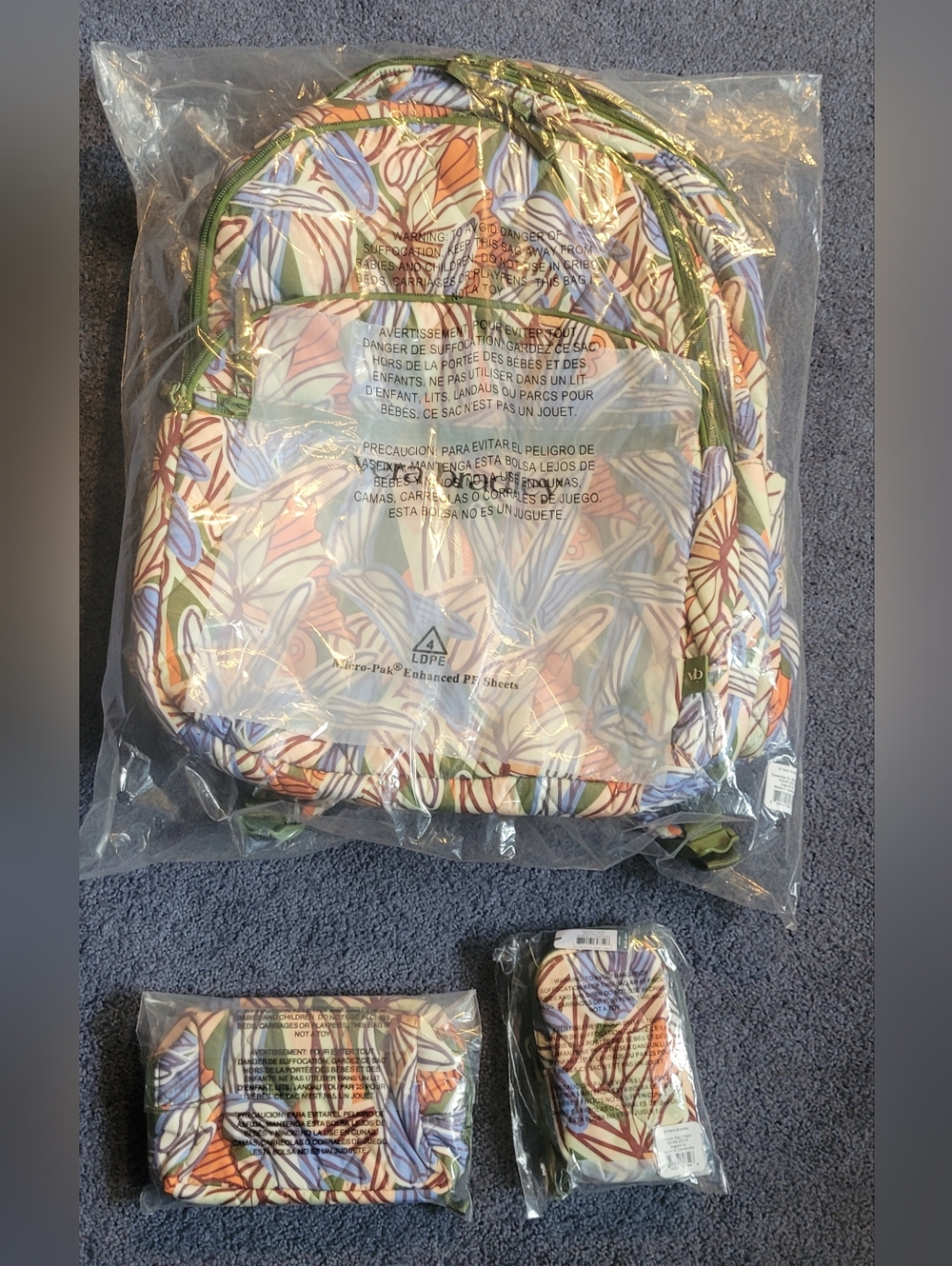 VB ultralight bundle includes backpack, charm bag,  and cosmetic bag
